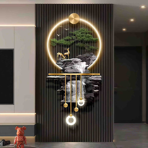 Vertical nature inspired crystal wall art with LED- Style 2