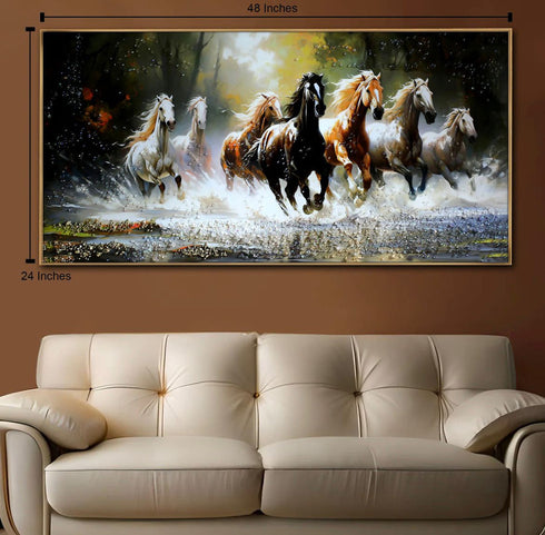 Seven running horse Crystal Painting