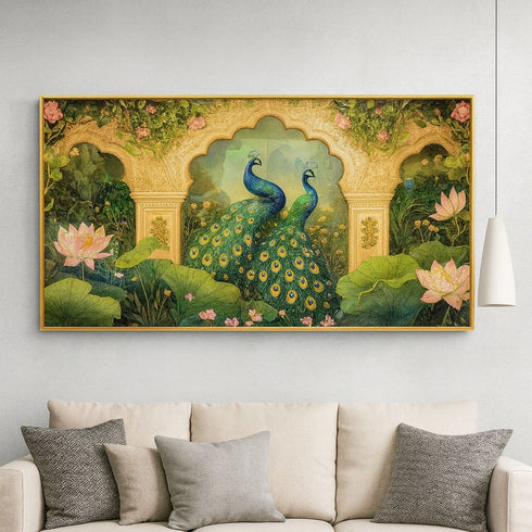 Pair of Beautiful Peacock Crystal Painting
