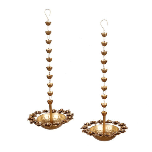 Rose Diya urli with latkan- set of 2
