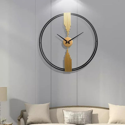 Black ring with golden metal Wall Clock