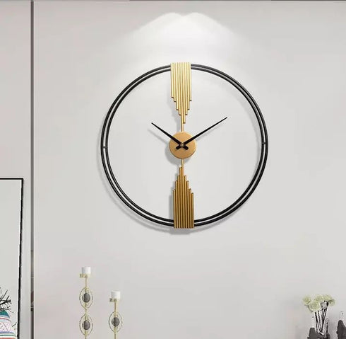 Black ring with golden metal Wall Clock