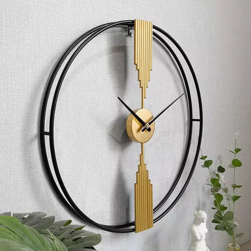 Black ring with golden metal Wall Clock