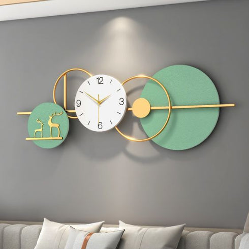 Seafoam green with golden metal wall clock