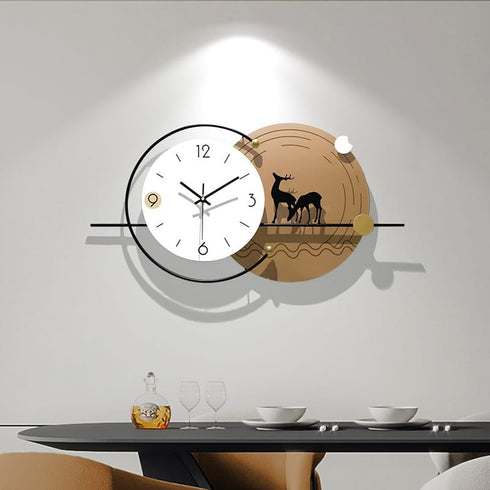 Deer in circle metal wall clock imported