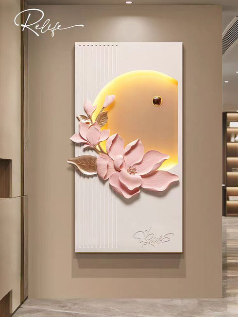 Golden Sunrise Magnolia 3D Wall Decor with LED