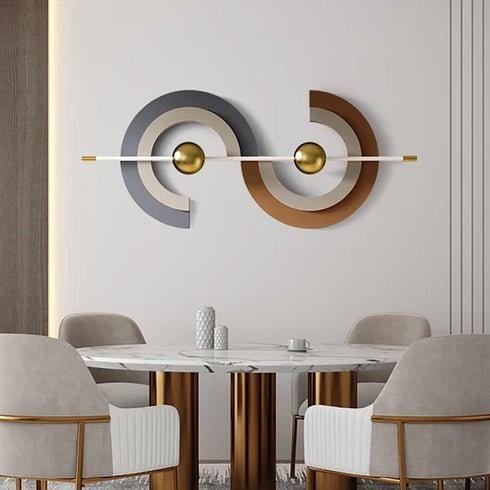 Minimalist grey and gold metal wall art