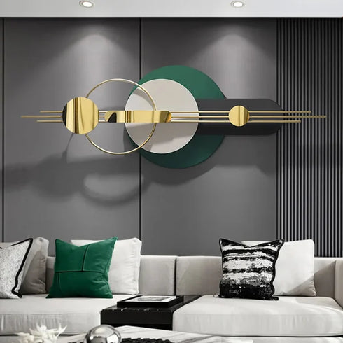 Geometric Wall Art in Gold and Green