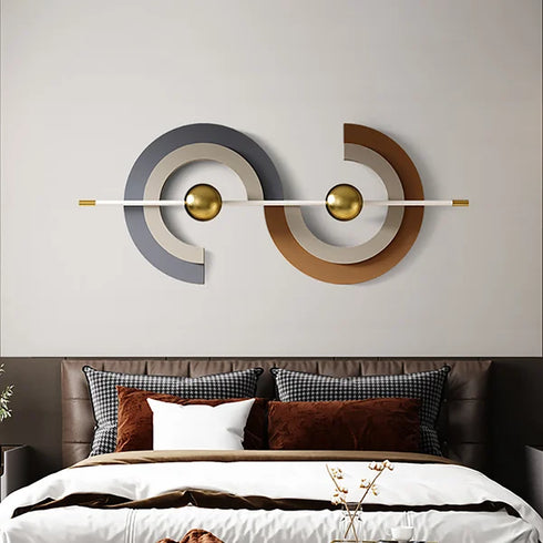 Minimalist grey and gold metal wall art