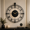 Luxury LED Backlit Wall Clock - 24 Inch Black Skeleton Clock with Mandala Center- Style 2