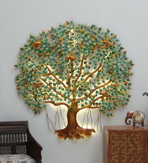 Life of tree Metal Wall Art with Led- Green