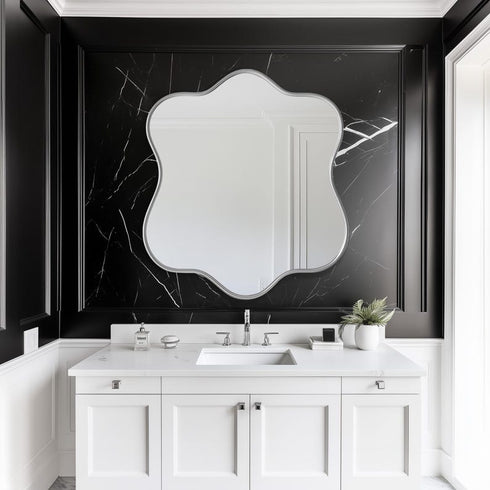 Elegant Scalloped Gold Framed Wall Mirror