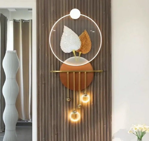 Orange and white leaf crystal wall art with LED- Style 2