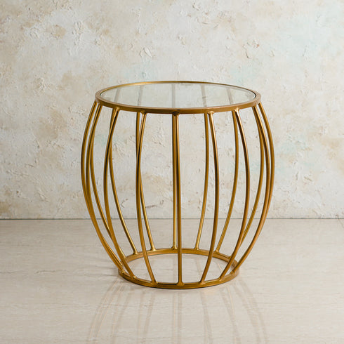 Golden Wire End Table with Glass Top