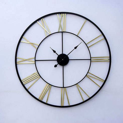 Black with golden Round Wall Clock