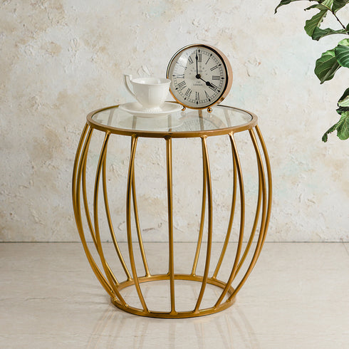 Golden Wire End Table with Glass Top
