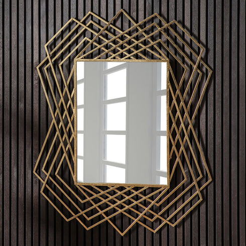 Modern Gold Lattice Wall Mirror