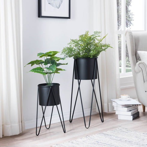 Set of 2- Floor Planter- Black