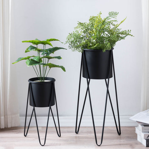 Set of 2- Floor Planter- Black