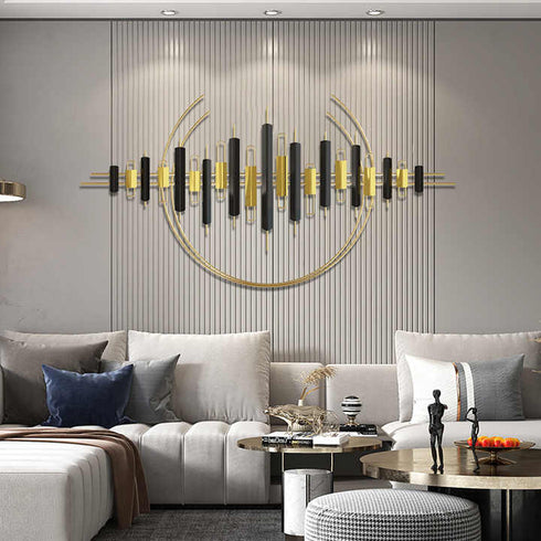 Golden and black with semi circle Metal Wall Art