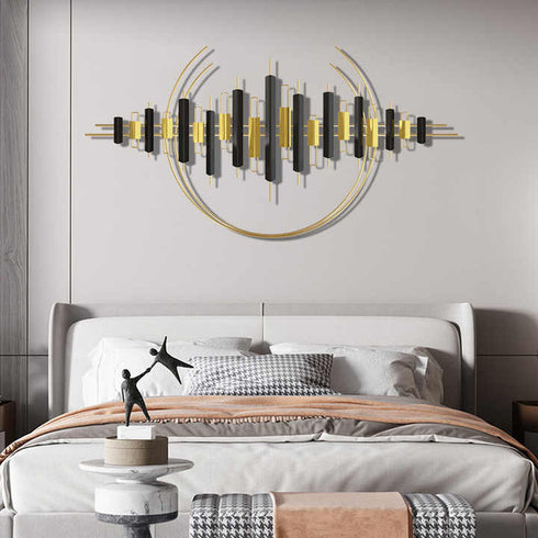Golden and black with semi circle Metal Wall Art