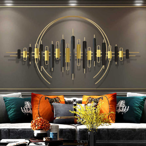 Golden and black with semi circle Metal Wall Art