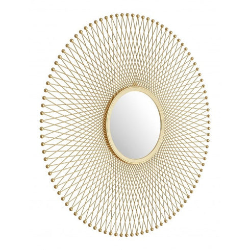Lattice Round Mirror - Golden