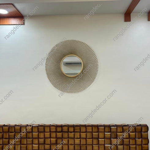 Lattice Round Mirror - Golden