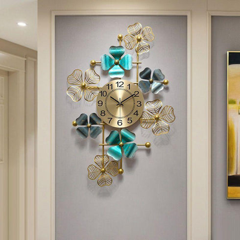 Modern Floral Metal Wall Clock