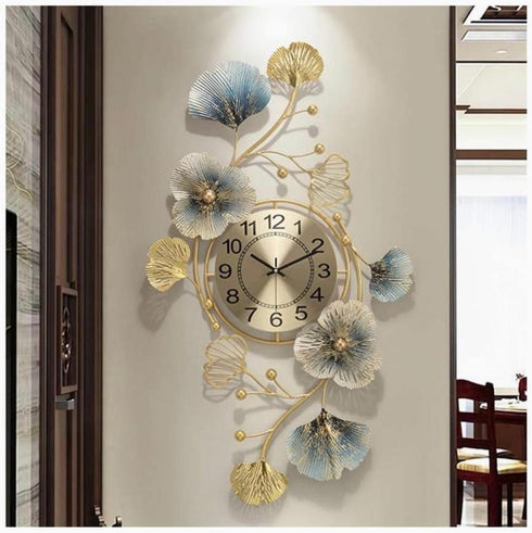 Steam With Leaf Metal Wall Clock