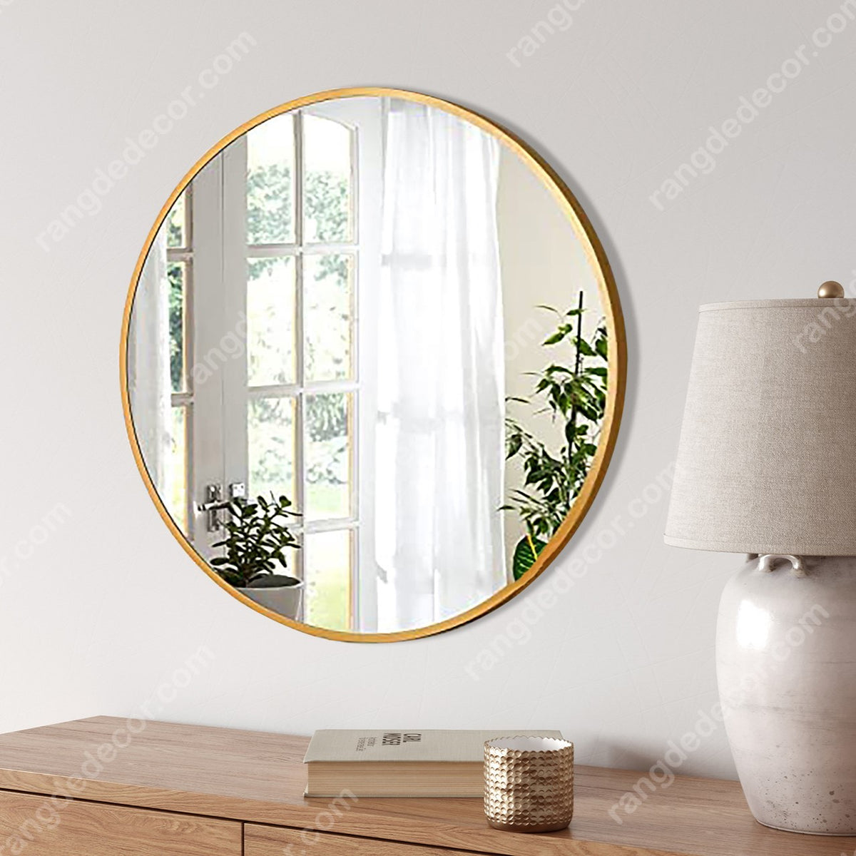 Golden Minimalist Wall Mirror – Rangdedecor