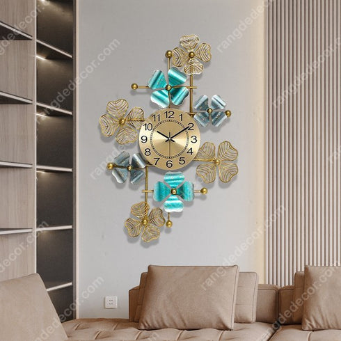 Modern Floral Metal Wall Clock