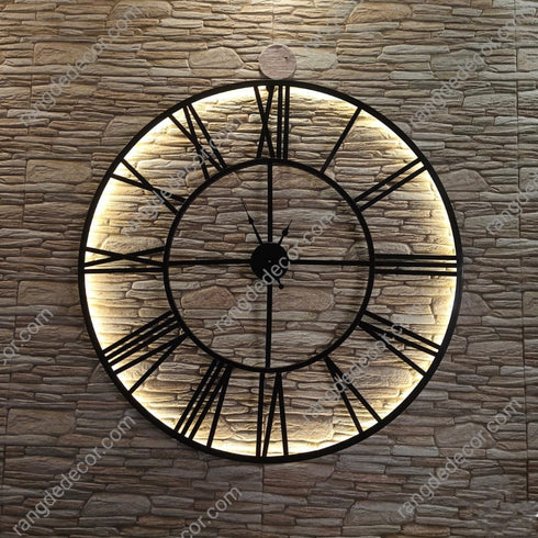 Black Round Wall Clock with LED