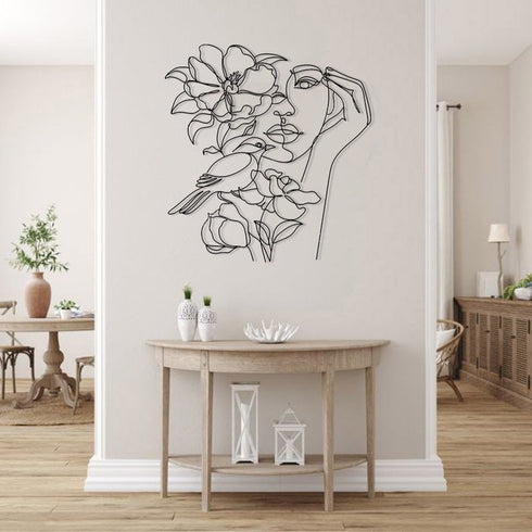 Minimalist line art Laser cut metal wall decor