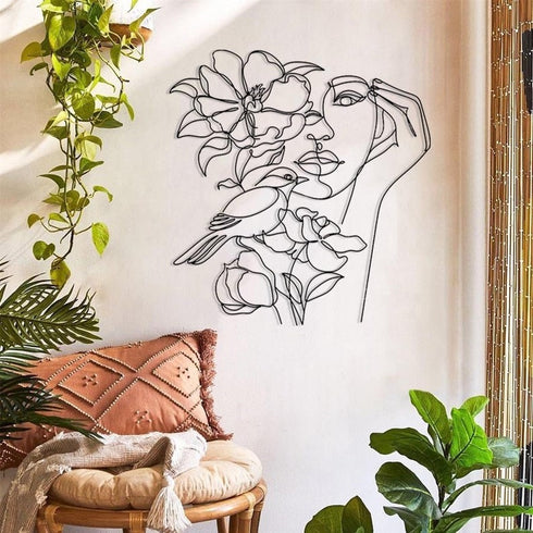 Minimalist line art Laser cut metal wall decor