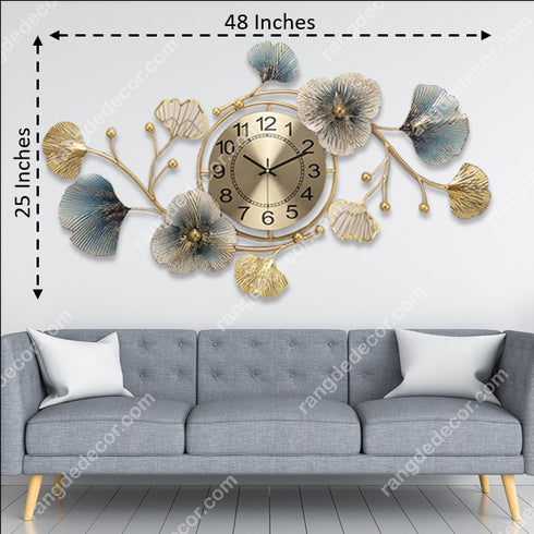 Steam With Leaf Metal Wall Clock