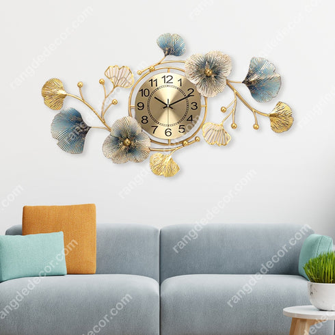 Steam With Leaf Metal Wall Clock