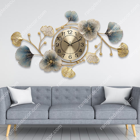 Steam With Leaf Metal Wall Clock