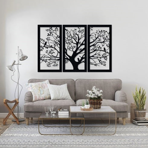 Tree 3 panel Laser cut metal wall art