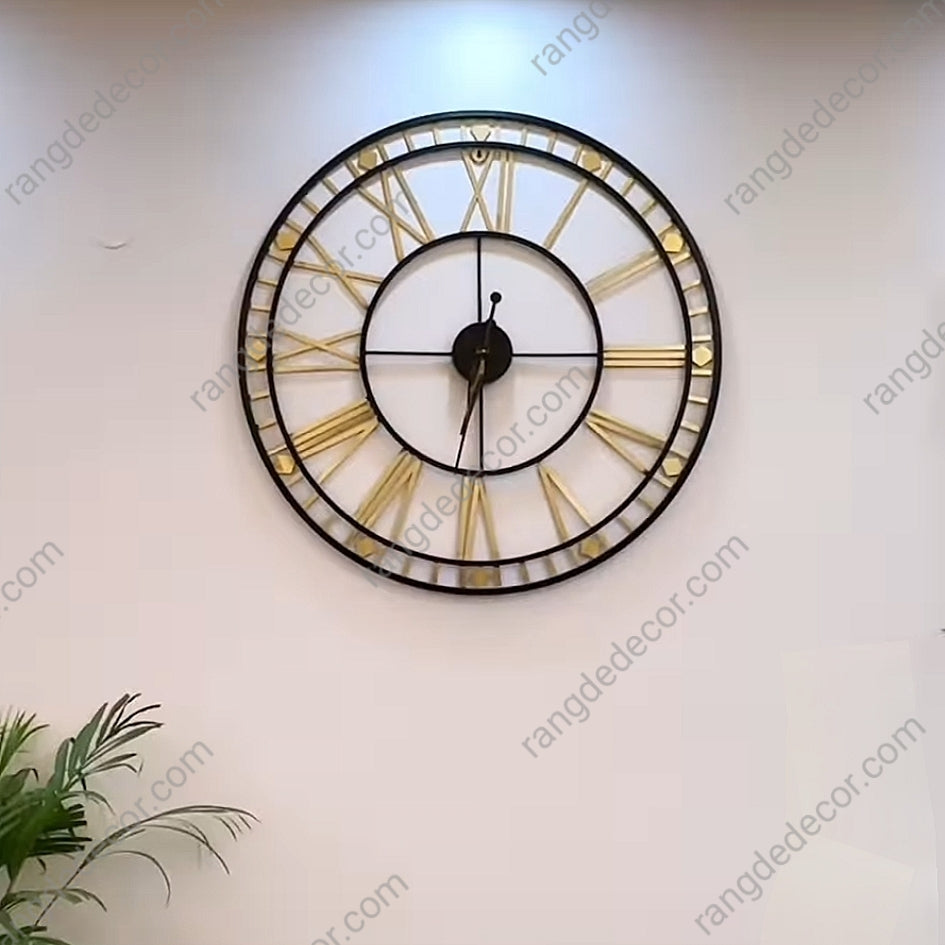 Buy Golden Analog Round Clock Online | Rangde Decor – Rangdedecor