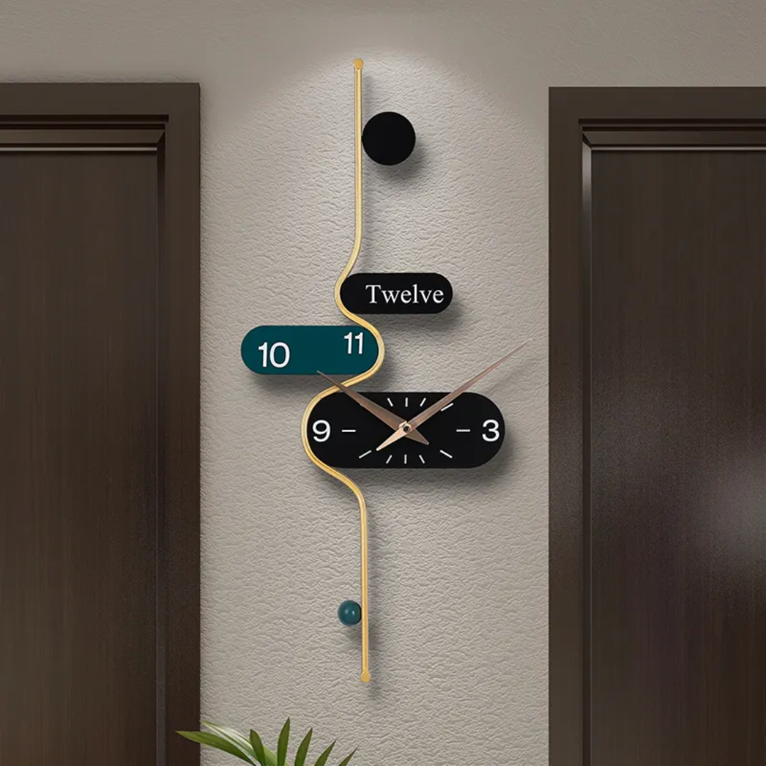 Minimalist Teal and Black Metal Wall Clock – Rangdedecor